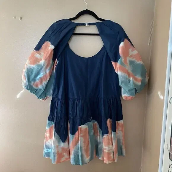 Jonathan Simkhai Standard Midnight Multi Dip Dye Cotton Mini Dress Sz L NWT $375 - Picture 9 of 11